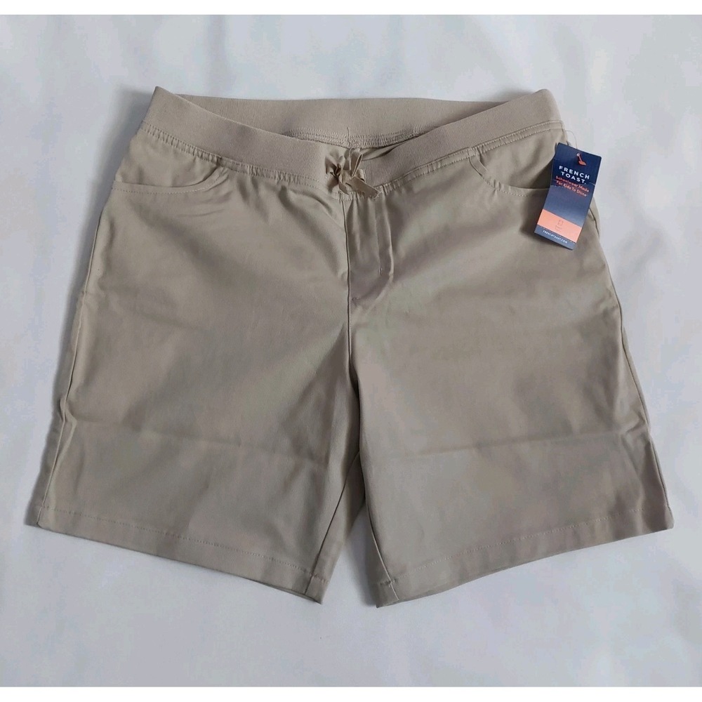 French Toast Girls Plus 18 Pull on Stretch Tie Front Twill Short  Knit Waistband